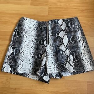 re:named zip-front snakeskin shorts